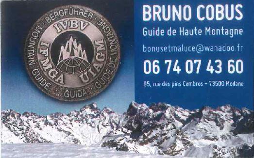 Carte de visite de Bruno Cobus, guide de Haute montagne à Modane