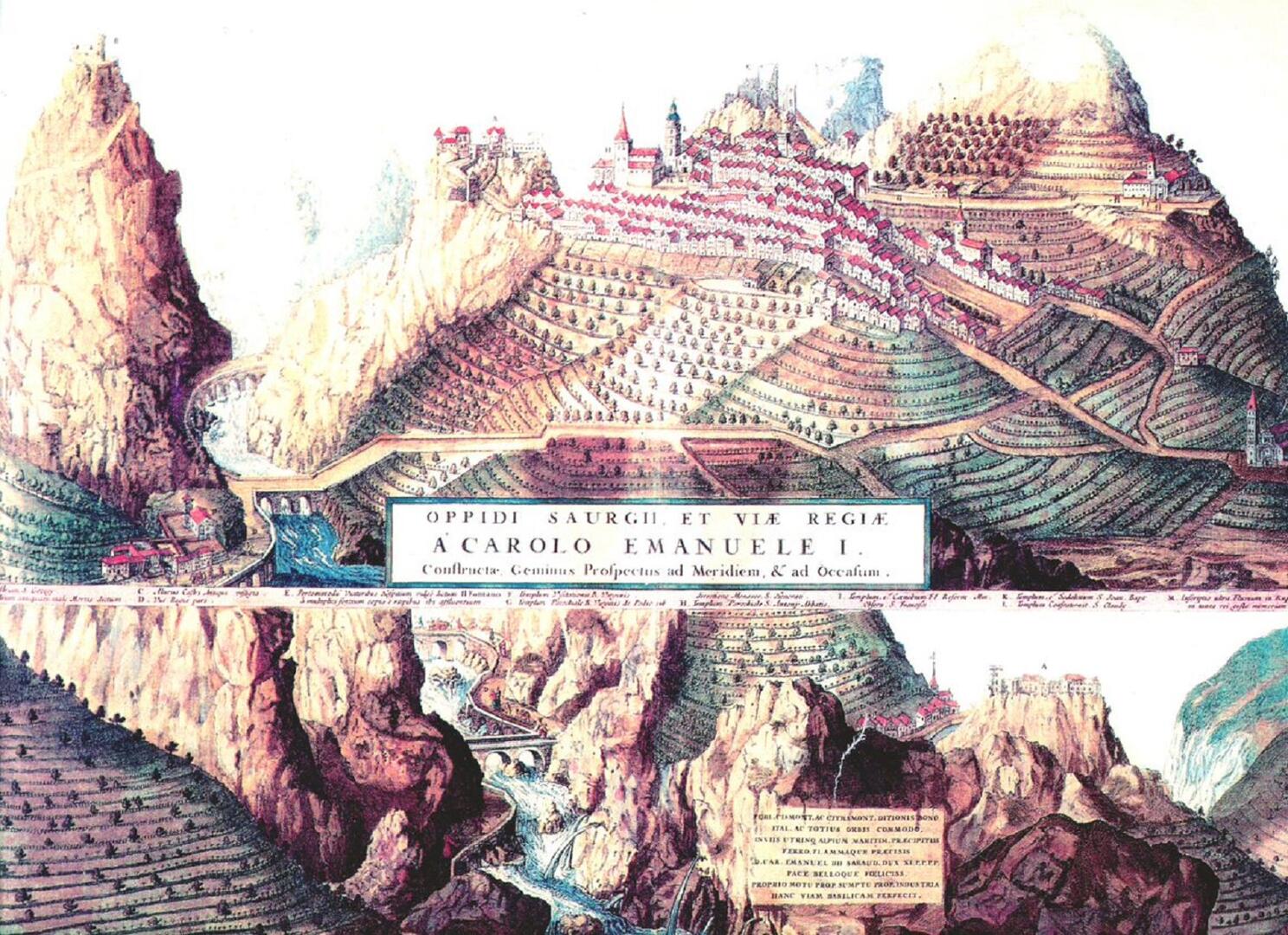 Ancienne gravure de Saorge