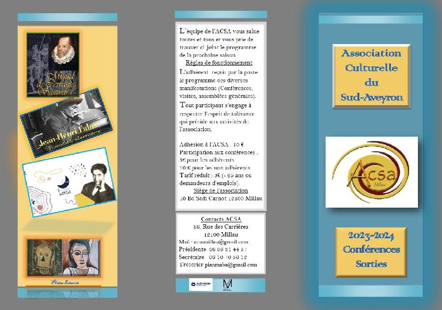 Conférences et sorties ACSA - 2023-2024