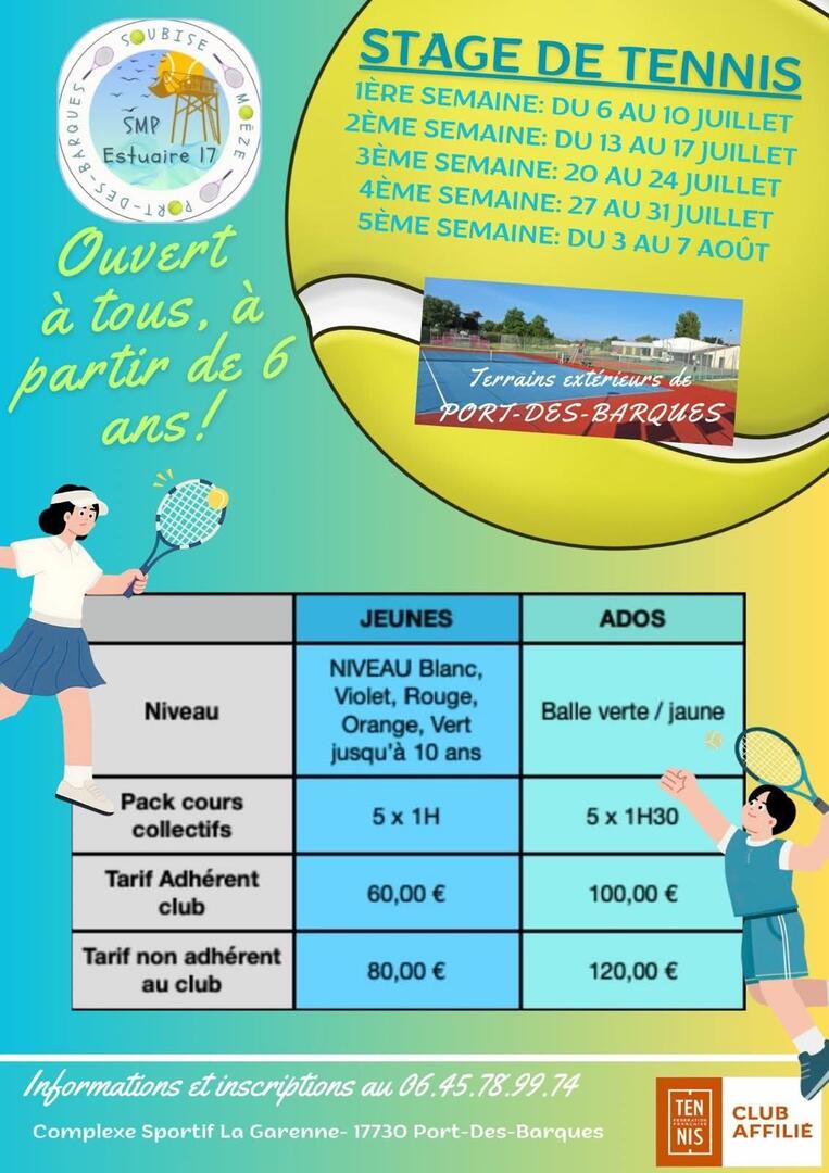 Stage d'été de tennis - SMP Estuaire 17 - 2