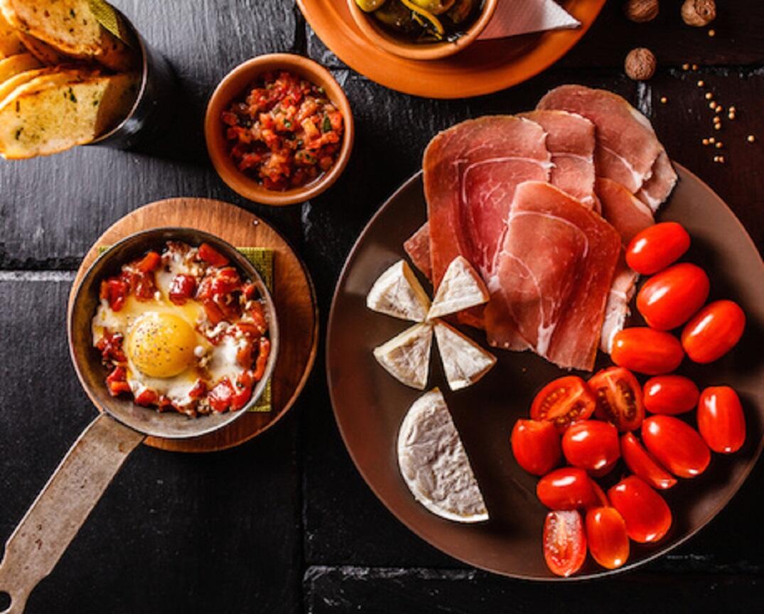 Spanish dinner cooked and served on the table