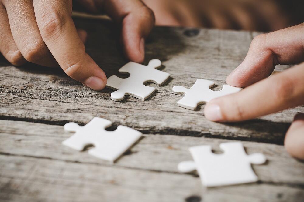 our pieces of white jigsaw