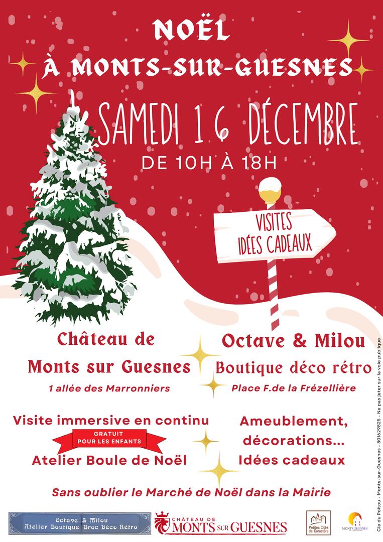 Affiche soirée de Noël rouge et blanc - 2