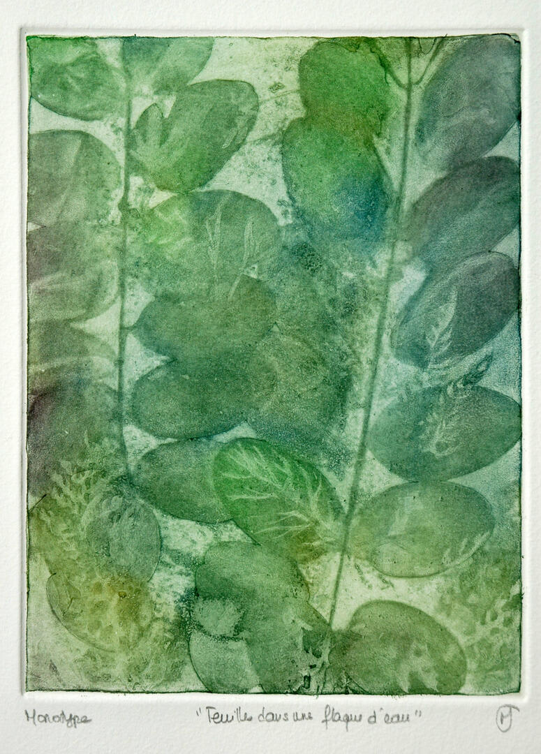 Feuilles dans une flaque d'eau
