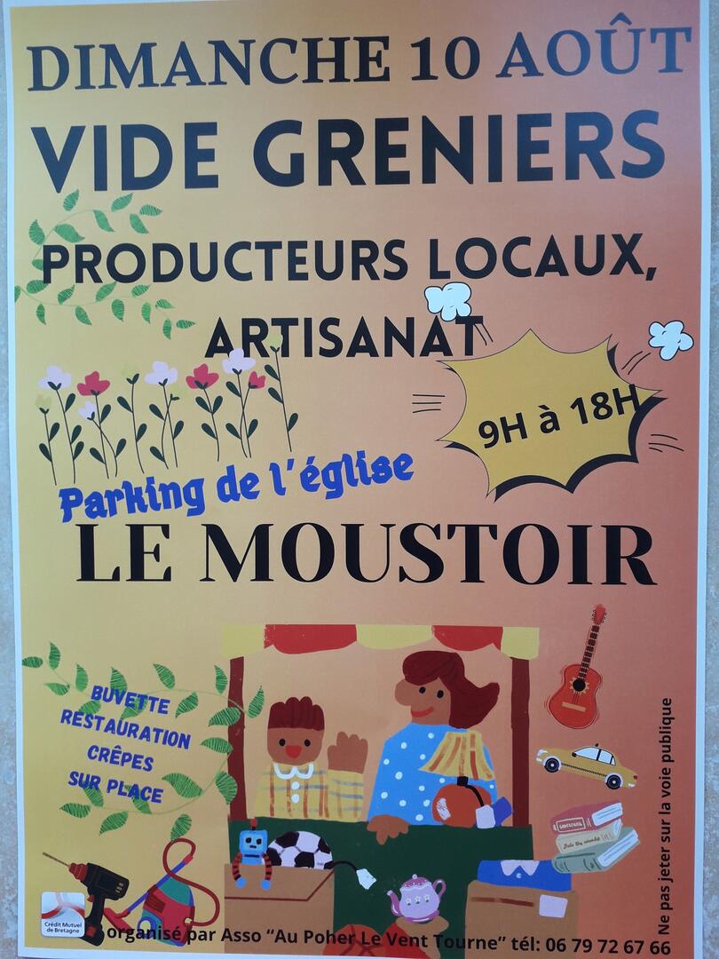 vide grenier moustoir le 10 août 2025