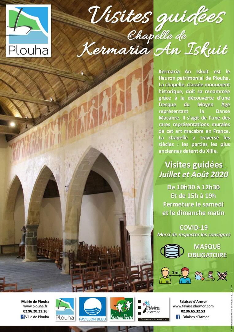 Affiche visite guidée chapelle Kermaria été 2020