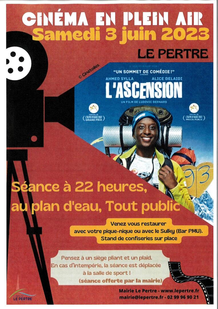 Cinéma en plein air samedi 3 juin Le Pertre