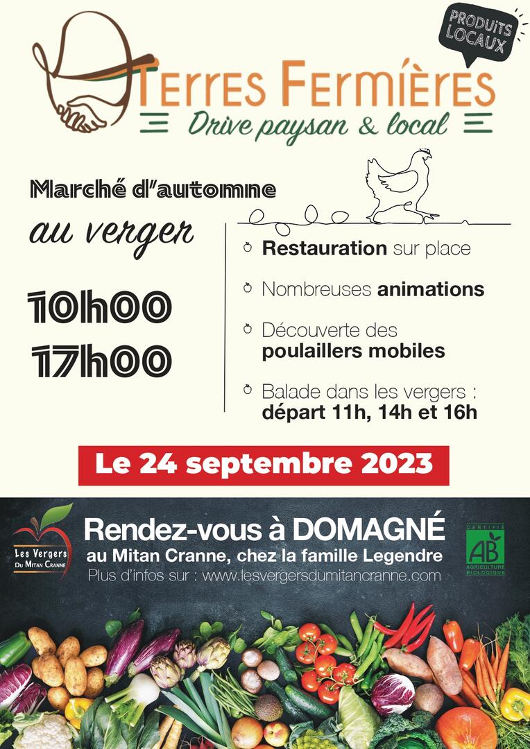 Marché d'automne au verger le 𝟐𝟒 𝐬𝐞𝐩𝐭𝐞𝐦𝐛𝐫𝐞 𝟐𝟎𝟐𝟑 de 𝟏𝟎𝐡 à 𝟏𝟕𝐡