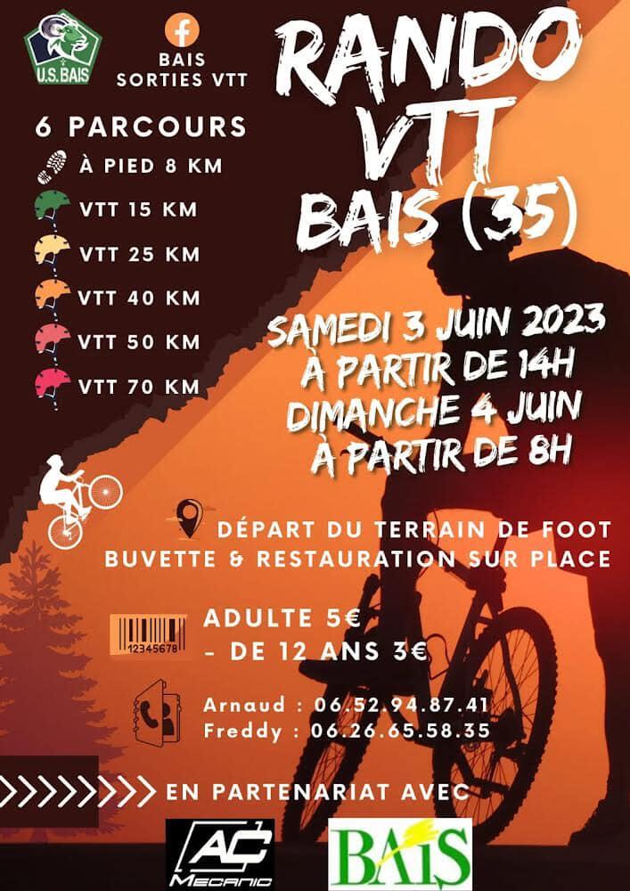 samedi 3 et dimanche 4 Juin 1ère Edition Rando VTT et Pédestre à Bais