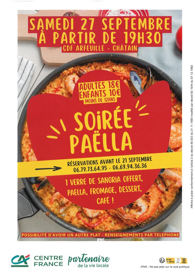 ARFFEUILLE-CHATAIN -Soirée paëlla