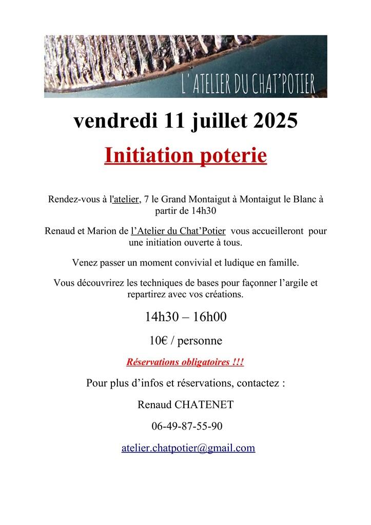 Atelier modelage 11 juillet