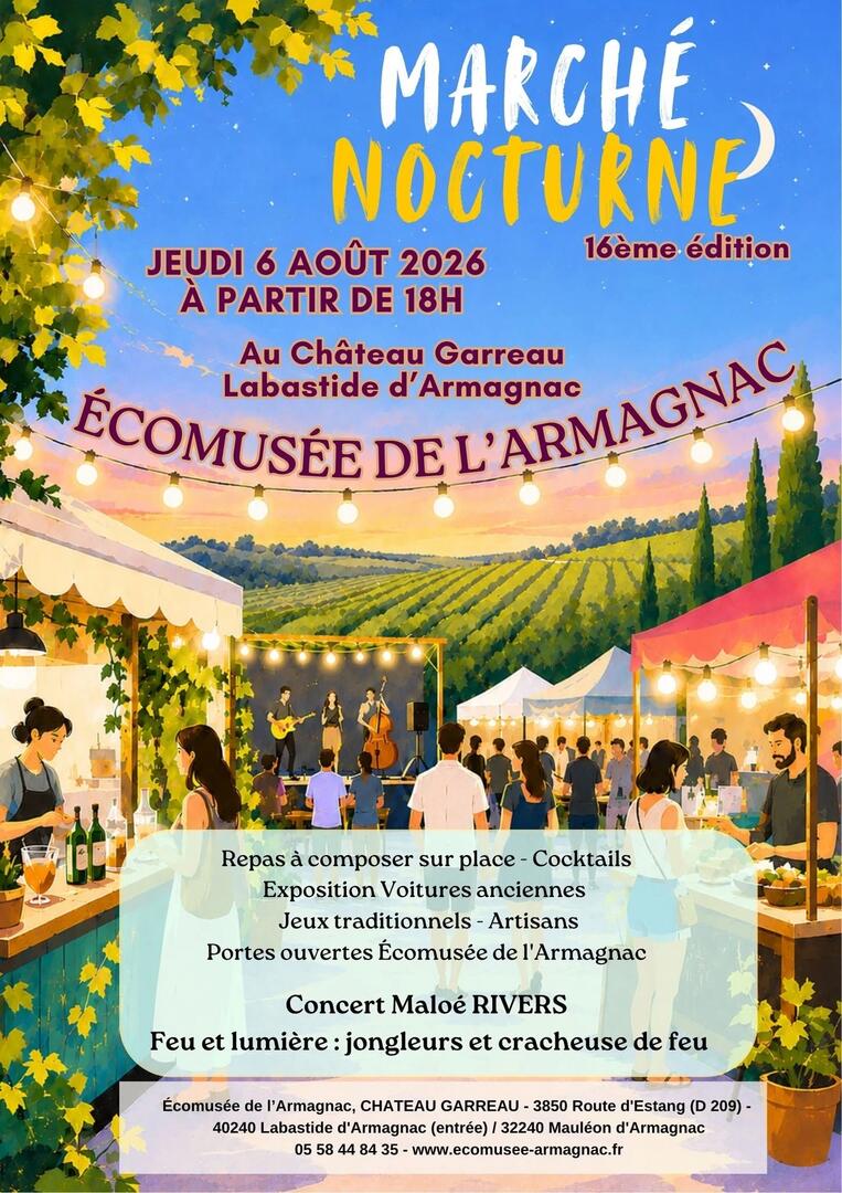 Labastide d'Armagnac - Marché nocturne au Château Garreau - 6 Août