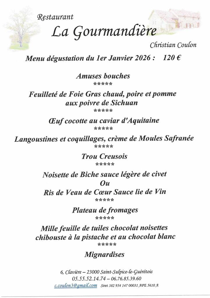 MENU LA GOURMANDIERE