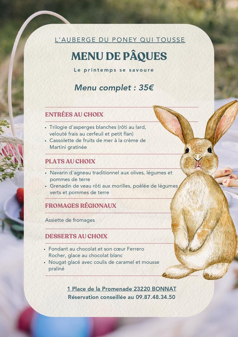Menu de Pâques en Vert Beige Crème style Illustration Mignon Elegant Photo _page-0001