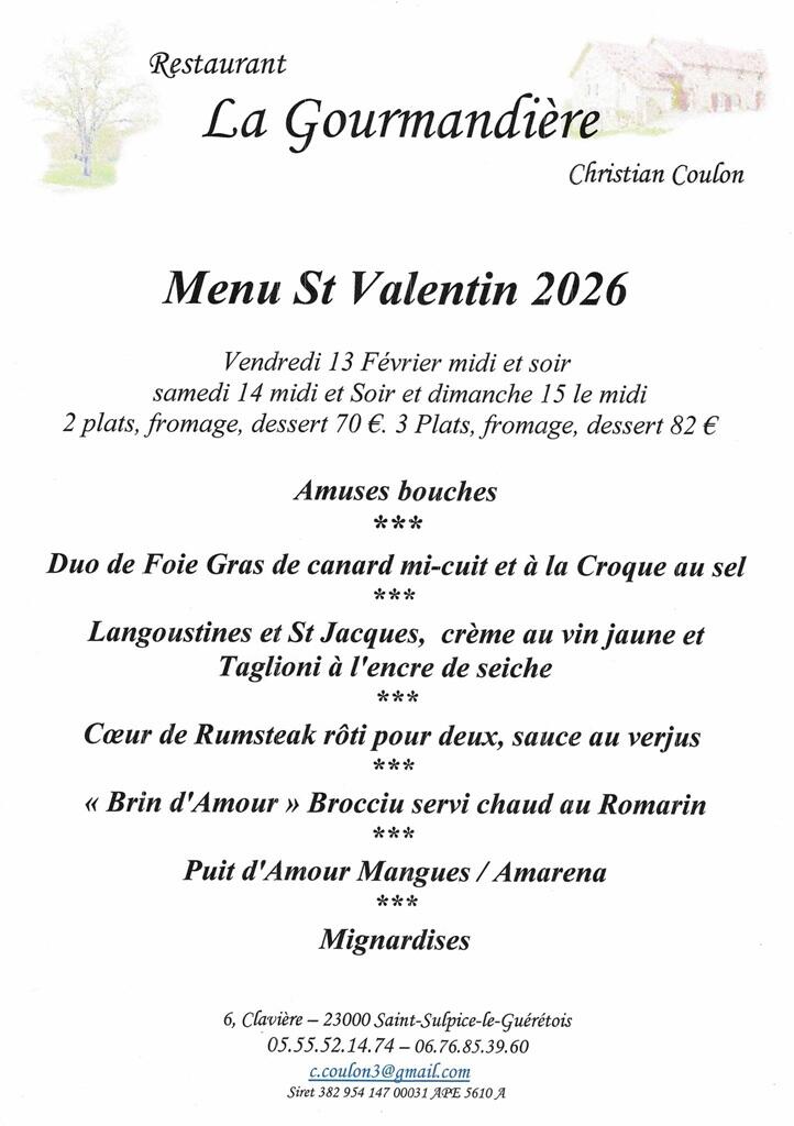 Menu de la St Valentin