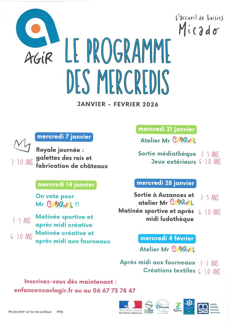Programme des mercredis janvier-février