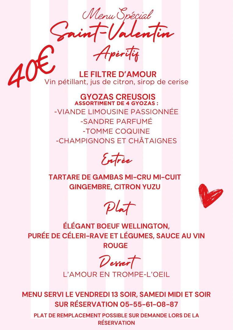 Repas Saint Valentin Marsac