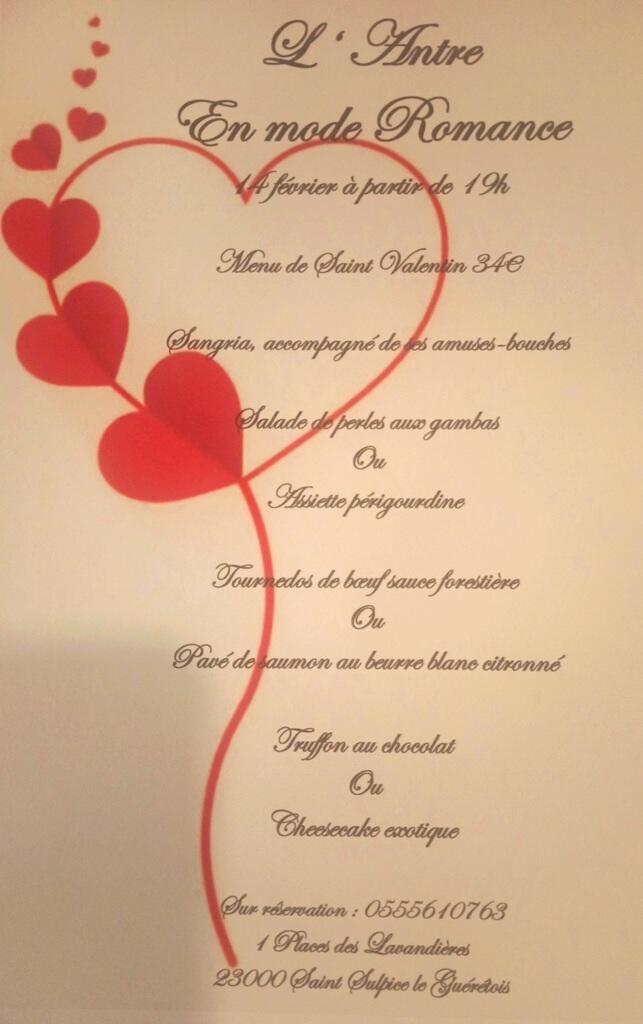 Repas st valentin