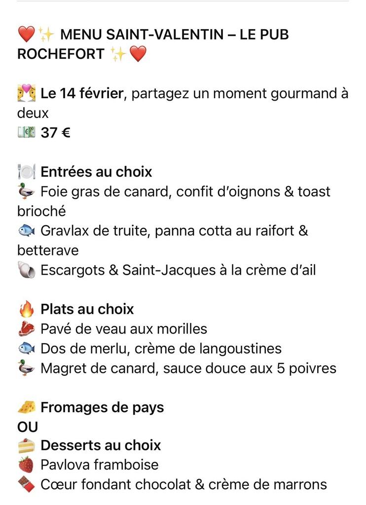 St Valentin au Pub Rochefort