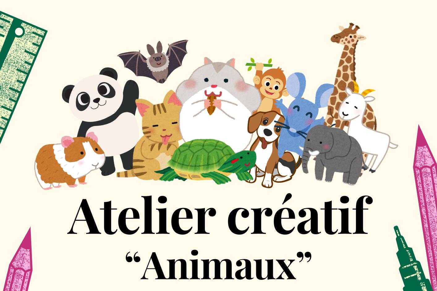 Affiche Événement Atelier créatif DIY Coloré Illustration Rose Vert Orange - 1