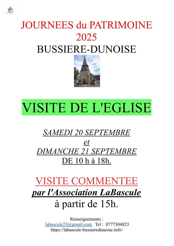 Visite de l'église Bussière-Dunoise