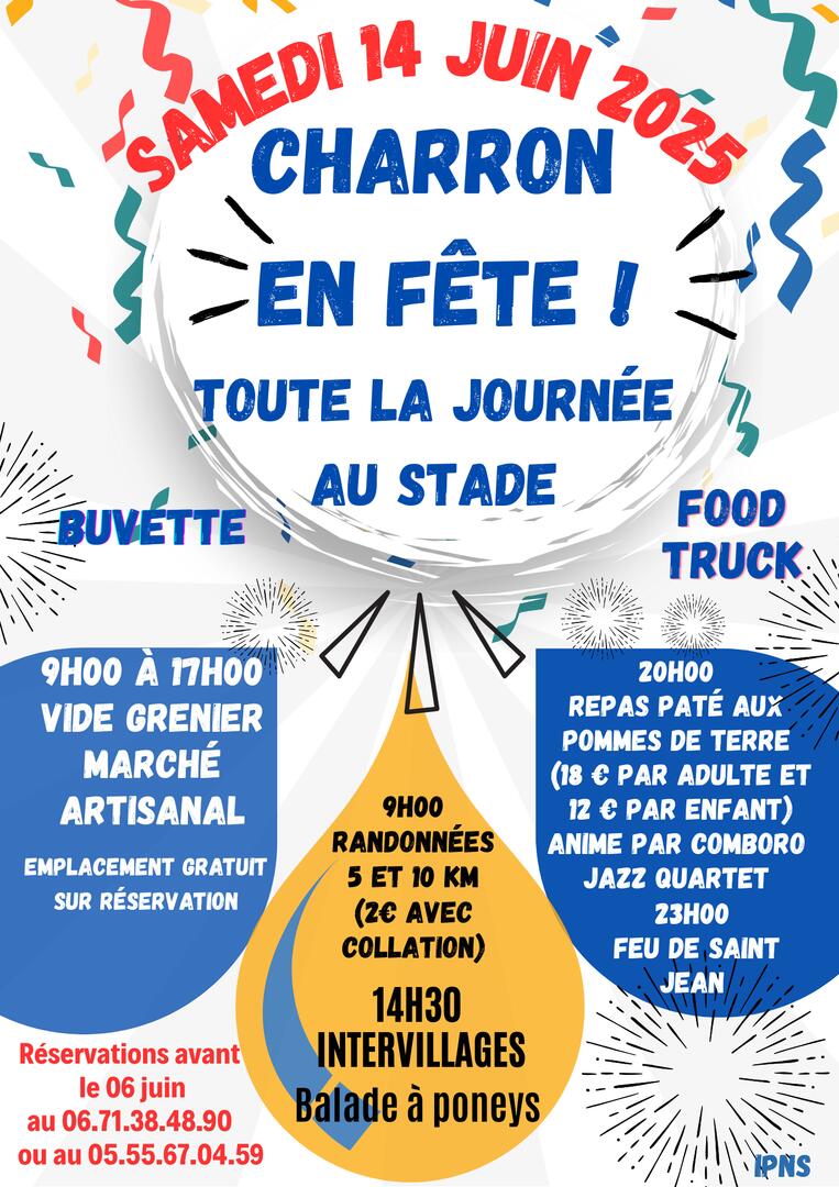 Affiche Poster Évènement Fête du Village Simple Moderne Festif Illustré Blanc Coloré - 1