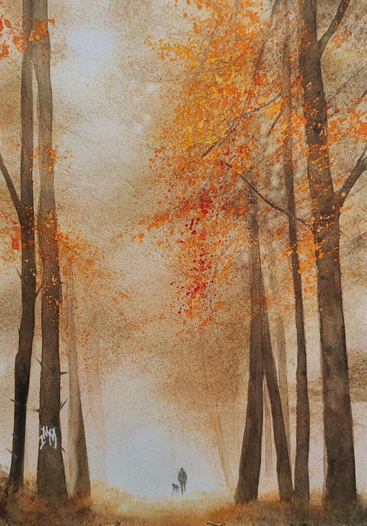 aquarelle sous voûte d'or et de lumière
