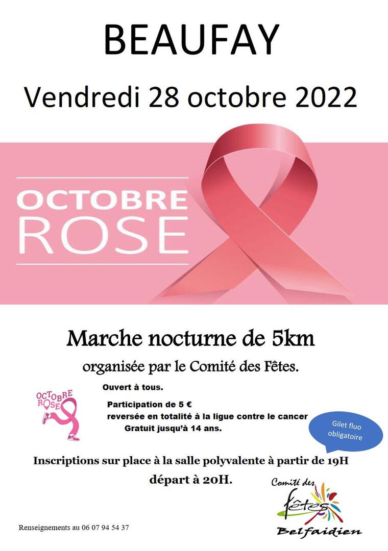 marche nocture octobre rose Beaufay