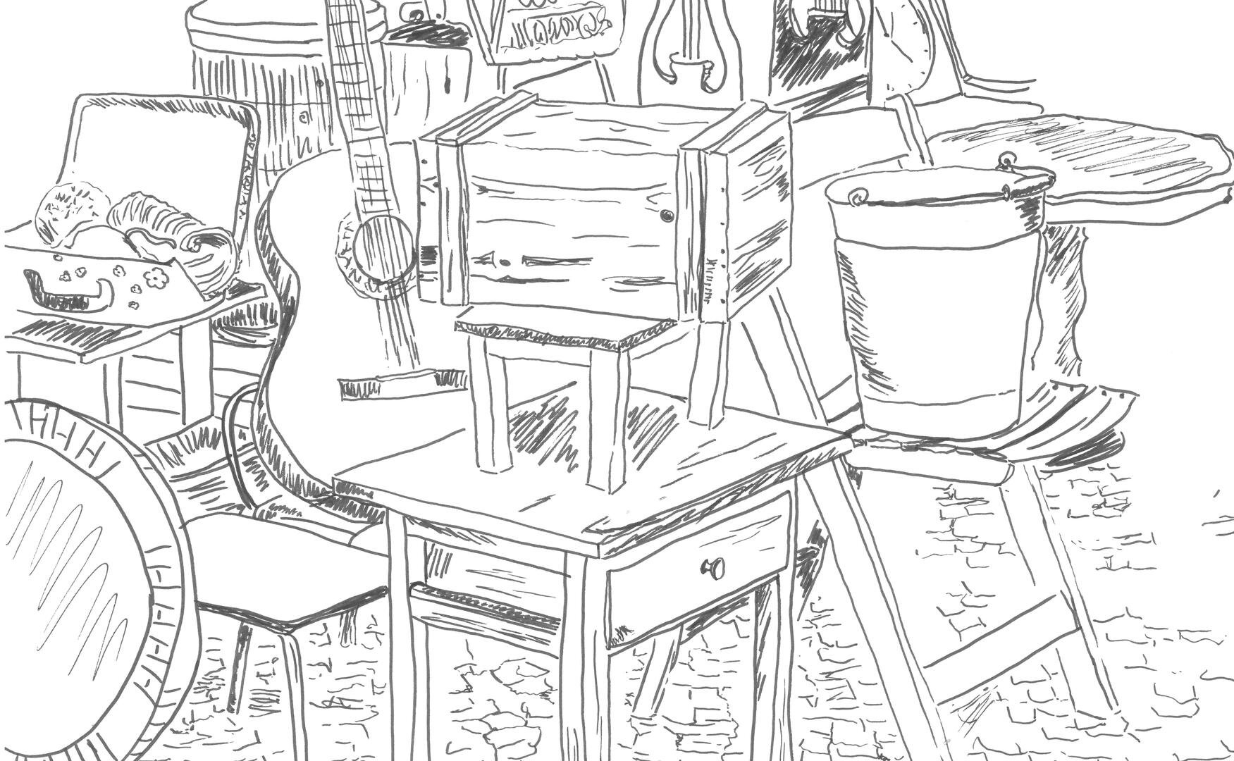Brocante vide-grenier dessin