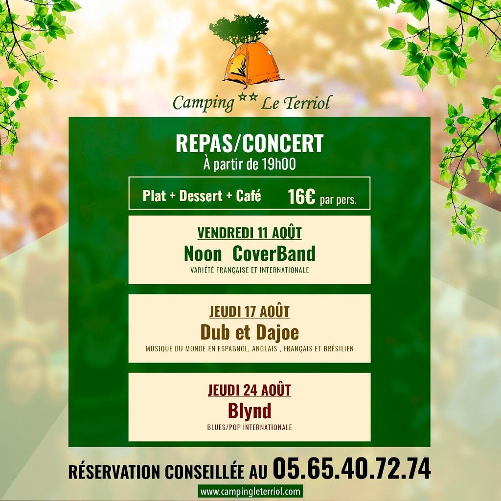 affiche repas concert camping le terriol