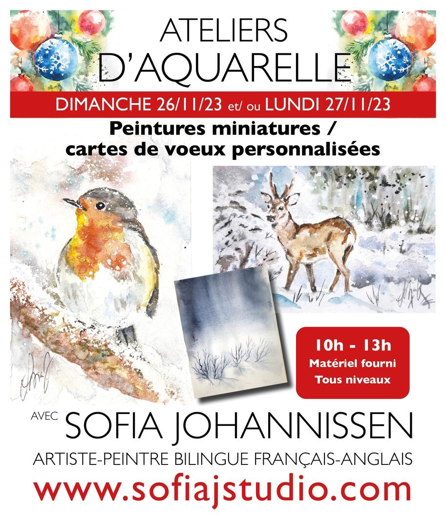 ateliers aquarelle cartes voeux