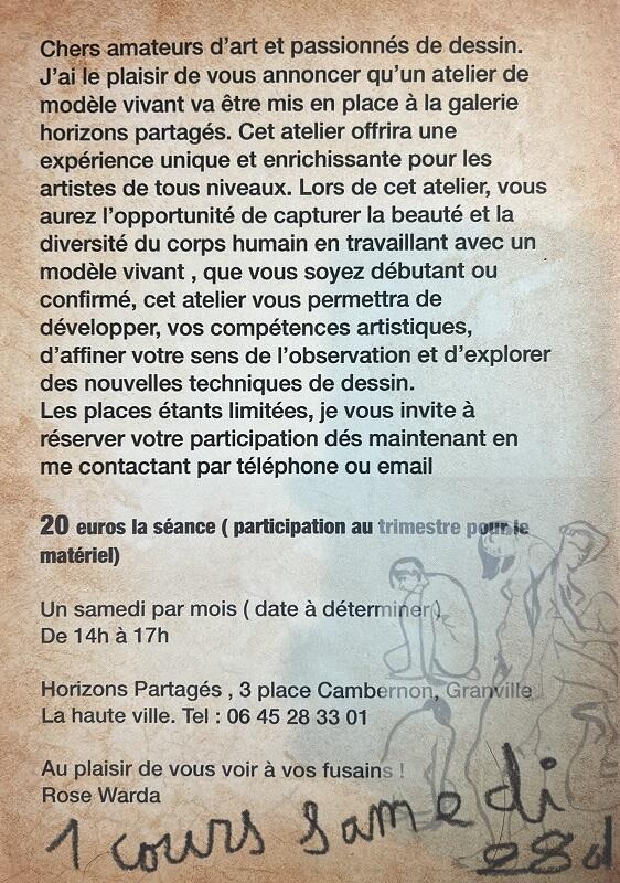 Atelier de modèle vivant - Horizons Partagés