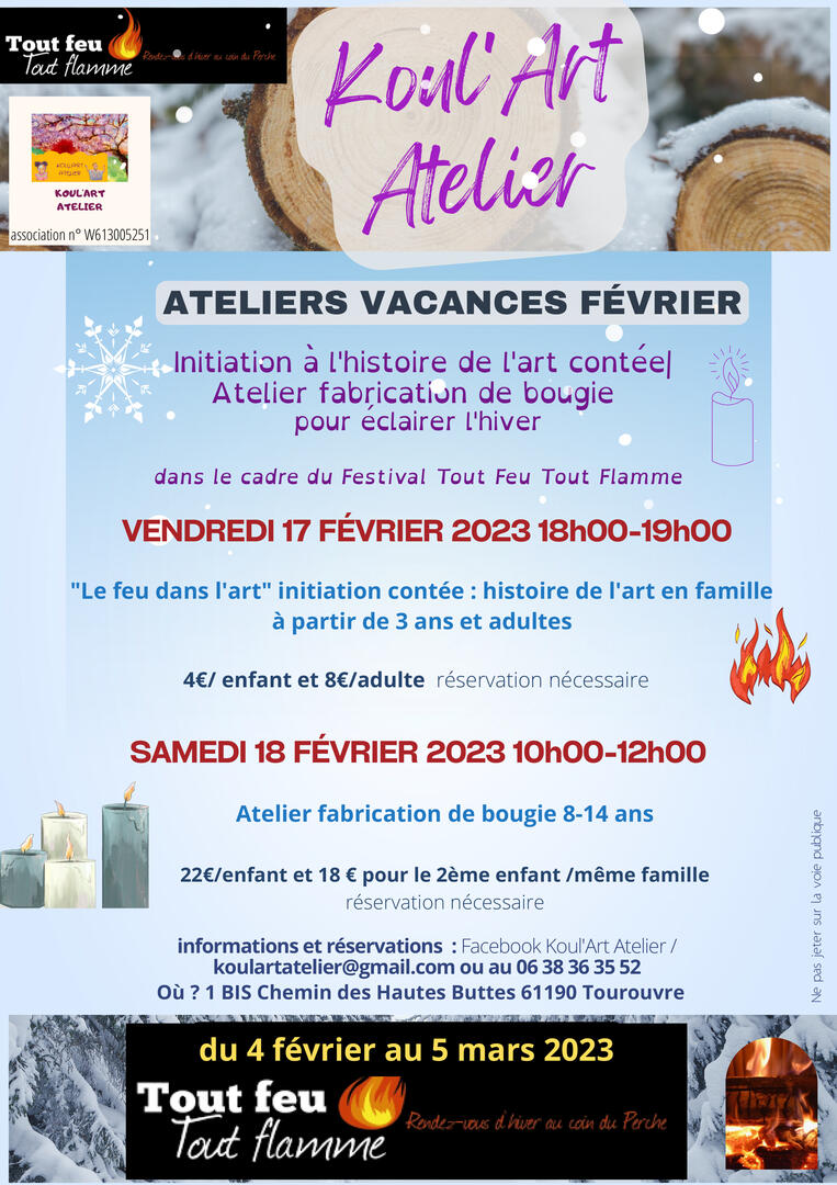 Affiche février tout feu tout flamme Koul 'Art Atelier 2023