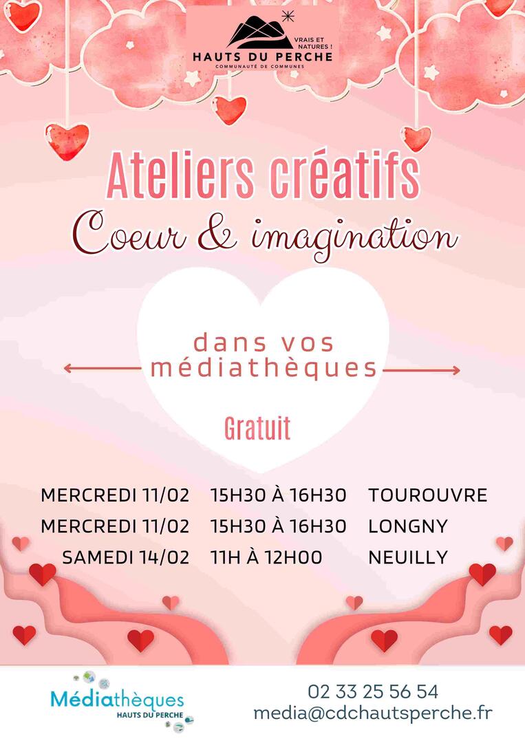 Atelier créatifs Mediathèque Février
