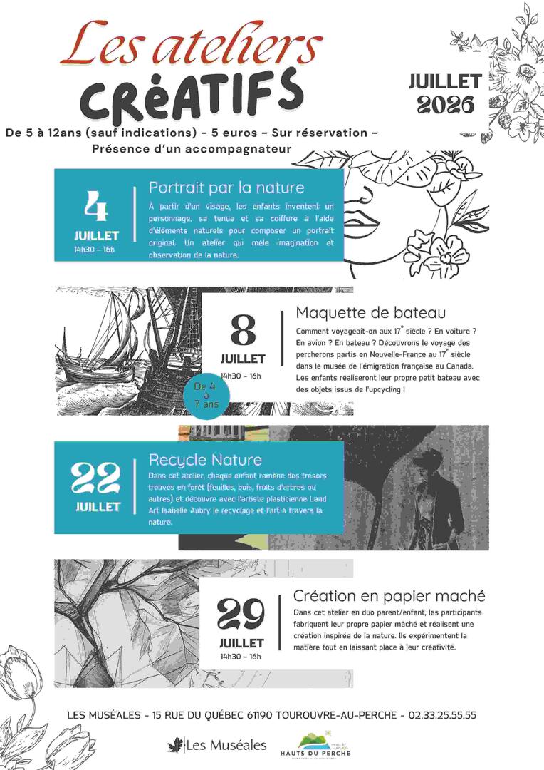 Ateliers créatifs juillet 2026 Tourouvre