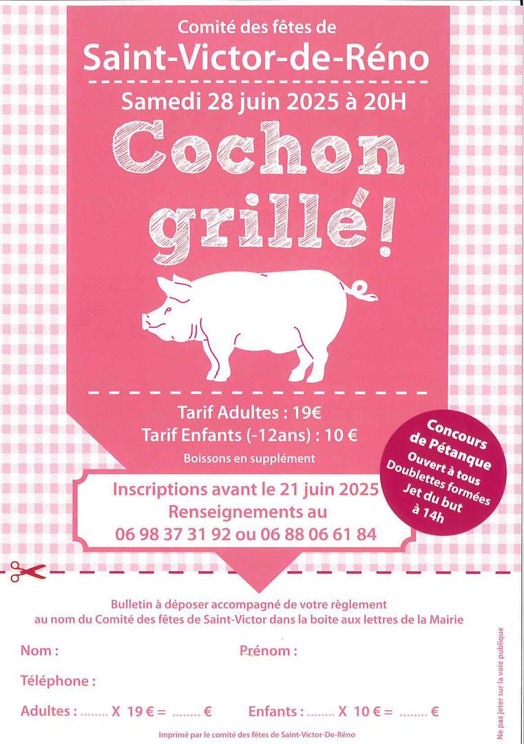 Cochon grillé saint victor de Réno 28 juin