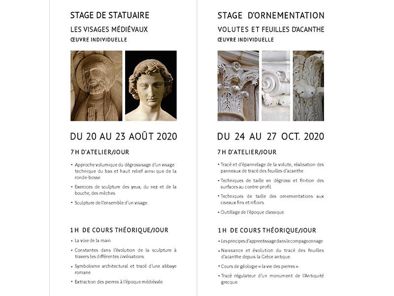 stages atelier de la pierre 2020