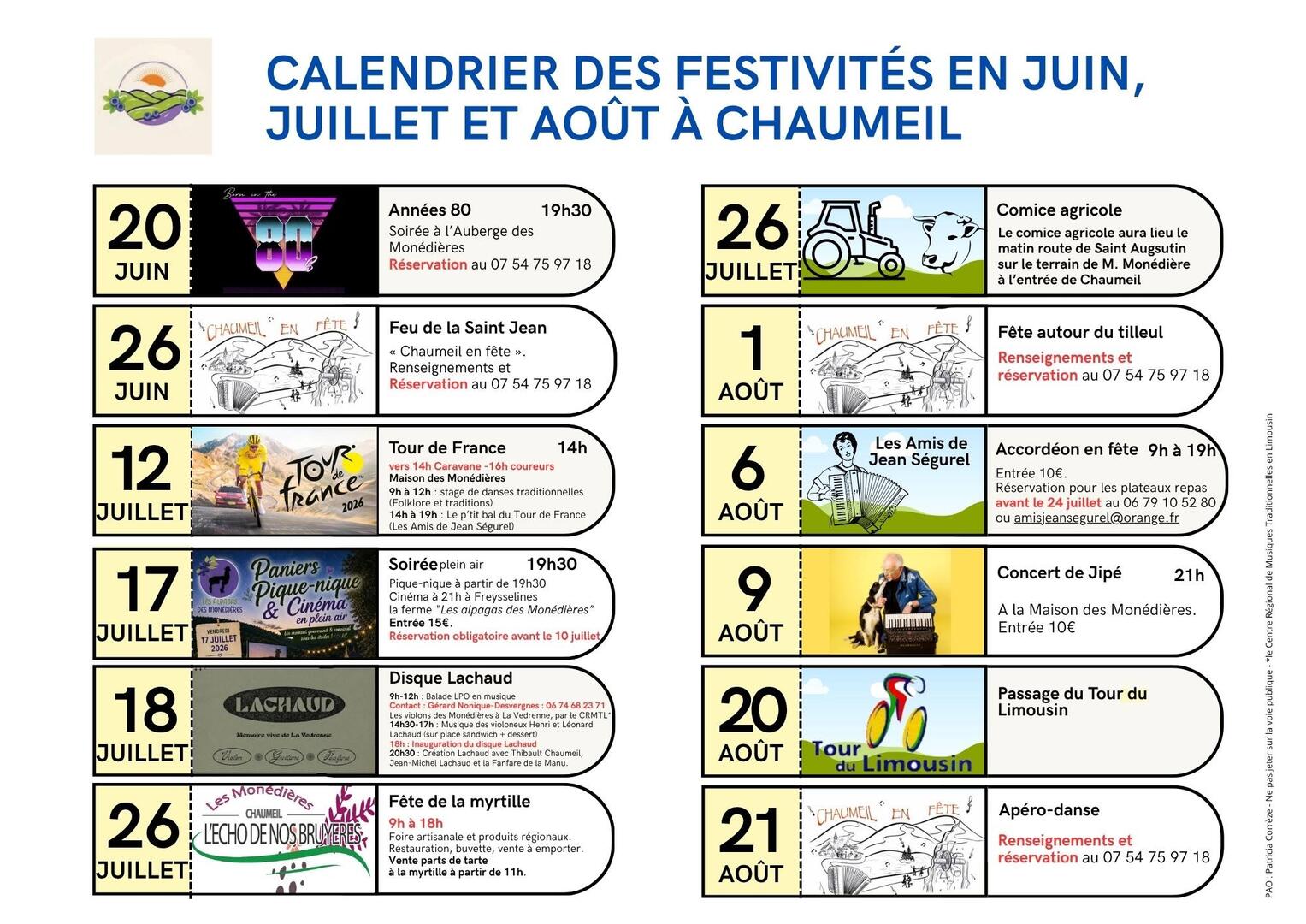Calendrier des festivités