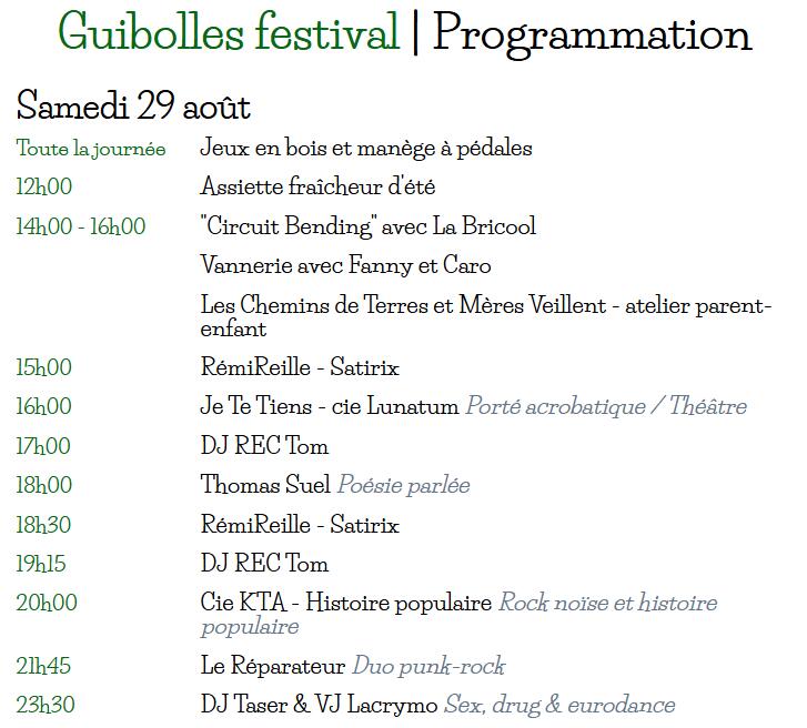Programme Samedi