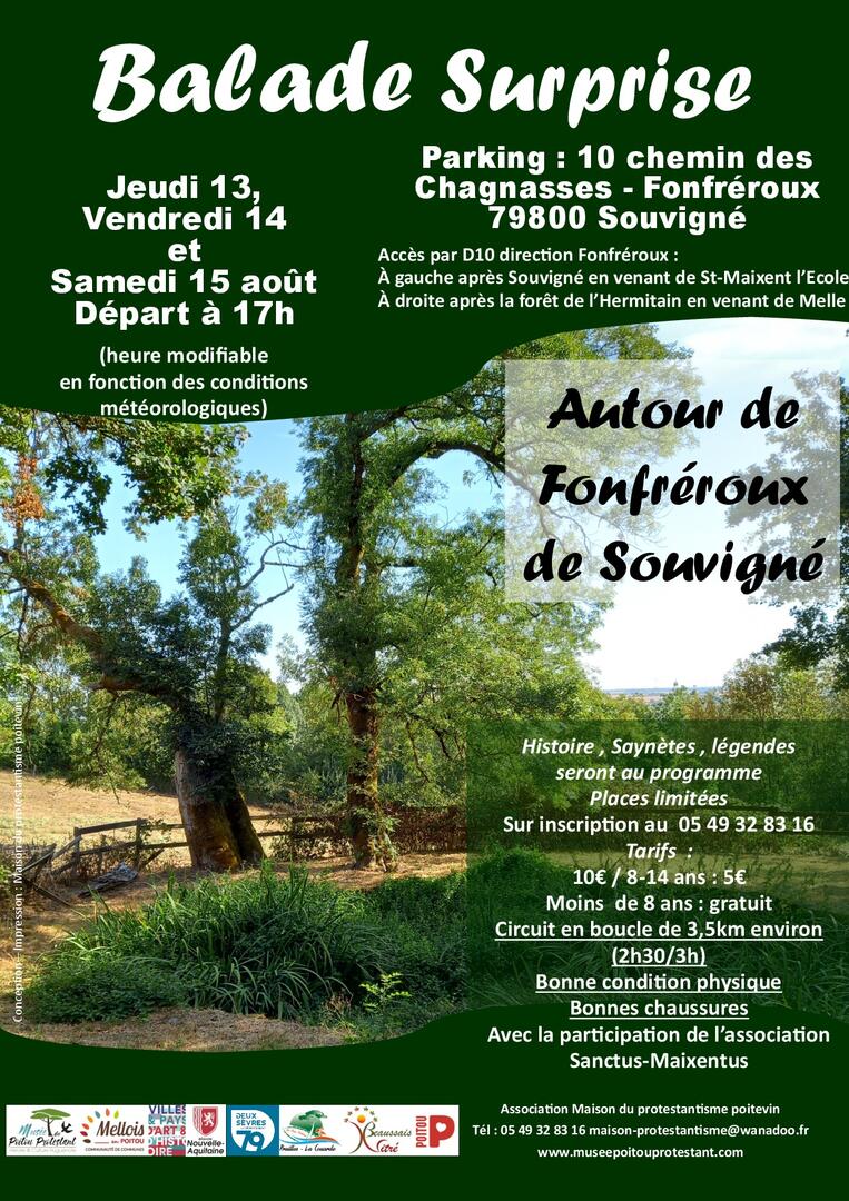 1affiche balade surprise Souvigné 13-14-15 aout 2026