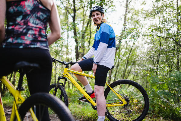 Cyclists stopping and taking a break