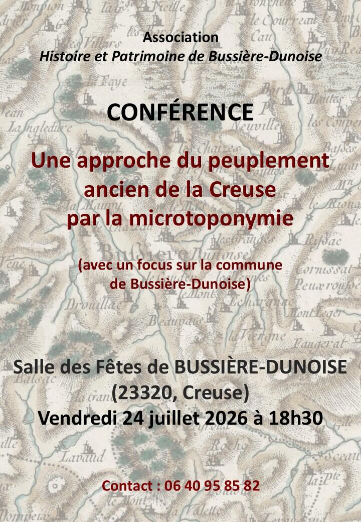 Affiche conférence à Bussière-Dunoise