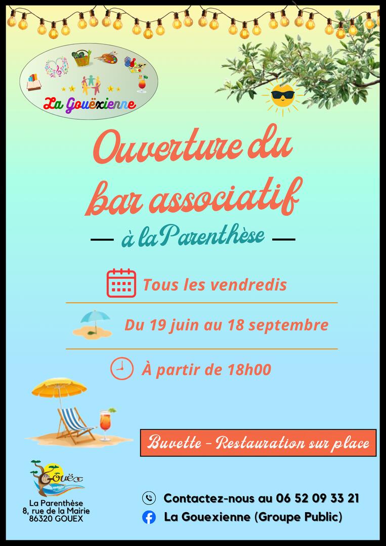 OUVERTURE DU BAR ASSOCIATIF A LA PARENTHESE