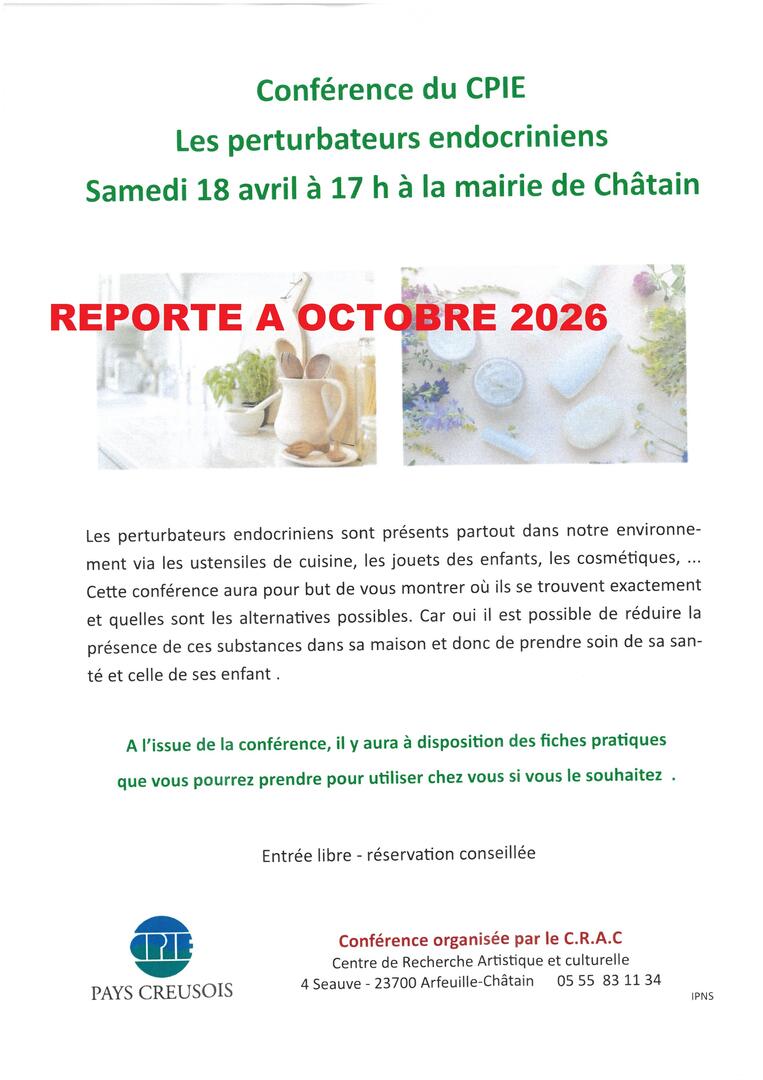 Conférence Perturbateurs annulé