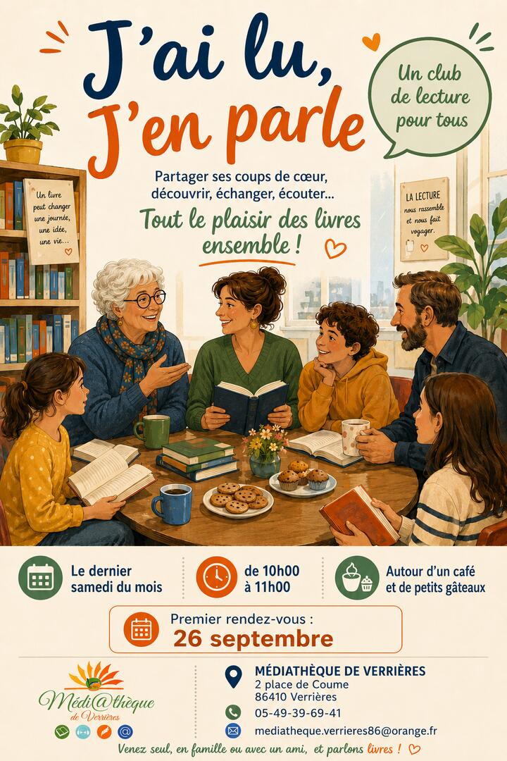 Club de lecture, J'ai lu, j'en parle, Médiathèque de Verrières, Verrières 86 (2)