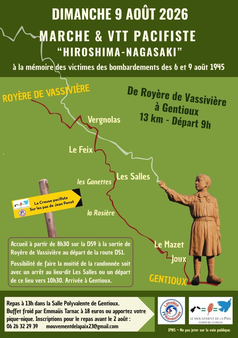 Marche Pacifiste “Hiroshima - Nagasaki” - Marche Pacifiste Creuse 2026