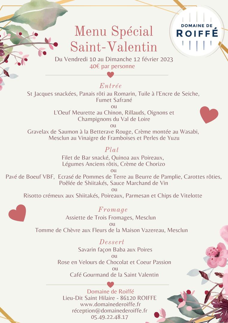 Menu Saint-Valentin illustrations florales - 2
