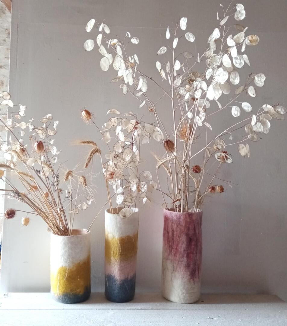 Vases en feutre de laine