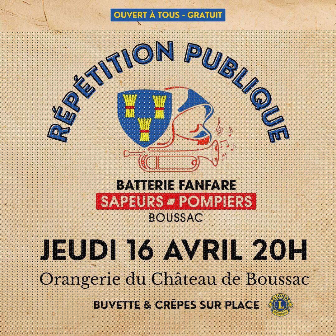 Répétition publique Batterie Fanfare Boussac