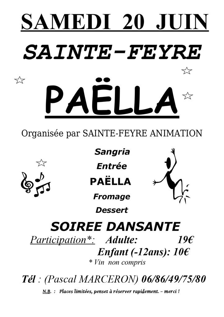 Soirée paella Ste Feyre